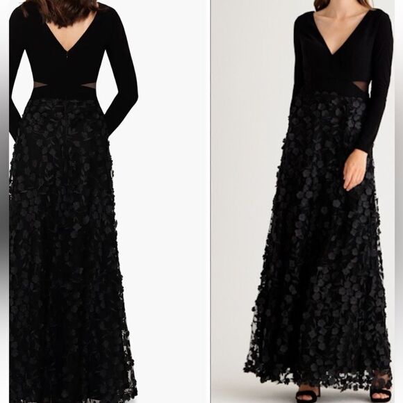 Xscape 3279X Evening 3D Floral Bloom Long Sleeve Gown NEW SZ 6/10 $278 - Picture 4 of 7